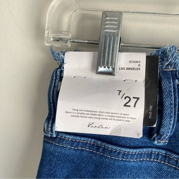 Kancan Veronica Mid Rise Frayed Waist Flare Jeans Button Fly Western Country - Picture 4 of 10